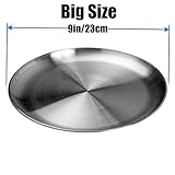 CAMBUY Stainless Steel Plates 9 inch 304 Metal Lightweight Unbreakable Dinner Dishes Plates Set Non-Toxin Dishwasher Safe BPA Free and Healthy (10 Pcs)