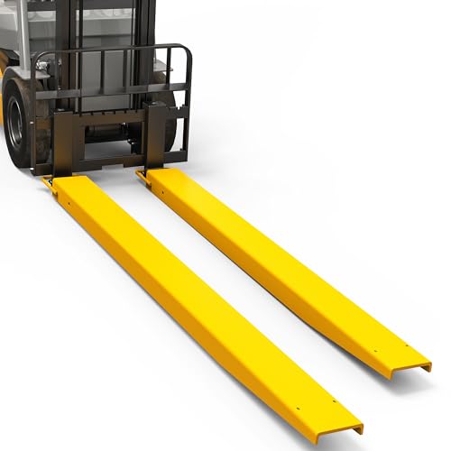 AUTOSAVER88 96 Inch Forklift Extensions for 6.5" Width Forklift Trucks, Heavy Duty Steel Pallet Fork Extensions 1 Pair, Compatible with Forklifts and Loaders, Fork Extender Reach, Yellow