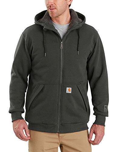 Carhartt Mens Rain Defender® Relaxed Fit Midweight Sherpa-lined Full-zip Hooded Sweatshirt, Peat, Medium US