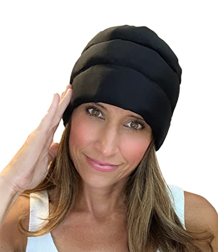 Headache Hat Halo - Migraine Relief Cap Long Lasting Cooling Ice Pack Mask - Cold Compress Head Wrap for Tension, Stress & Hangover Natural Cooling Therapy