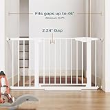 Cumbor 29.7-46" Baby Gate for Stairs, Toddler Safety Essentials for The House, Auto Close Dog Gate for Doorways, Mom's Choice Awards Winner-Easy Install Pressure Mounted Pet Gates for Dogs, White