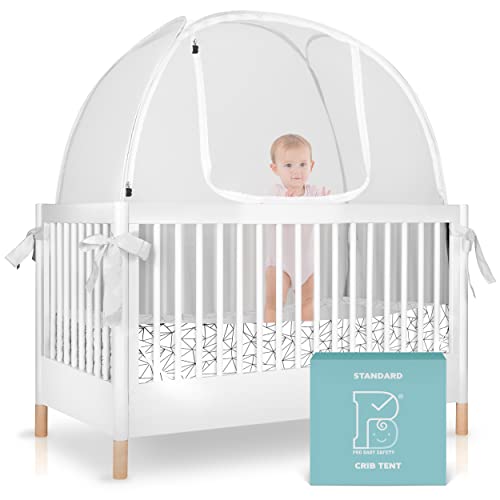 Pro Baby Safety Pop Up Crib Tent, Fine Mesh Crib Netting Cover to Keep Baby from Climbing Out, Prevent Falls and Mosquito Bites, Safety Net Canopy - Sturdy & Stylish Infant Crib Topper