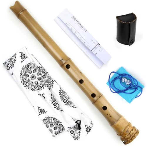 Traditional Musical Instrument D Key 5 Holes Japan Style Shakuhachi D/E Key Musical Instruments Bamboo Flute With Root Woodwind Instrument (1.6 E Key)