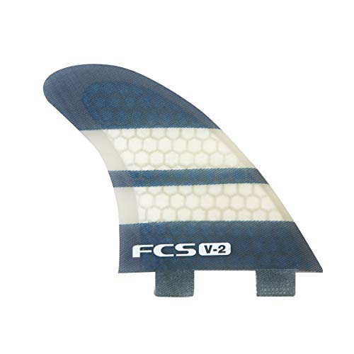 FCS V-2 Performance Core (PC) Tri Fin Set - Size Medium - Designed for fast, critical surfing. Suits hollow steep waves, and punchy beach breaks.