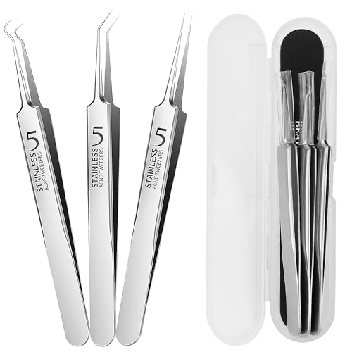 WSYUB Professional Blackhead Tweezers,High Hard Stainless Steel Blackhead Remover Tweezers, Precision Pimple Popper Tool Kit, Blackhead Extractor