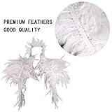 BBOHSS Women's Feathers Body Harness Shawl Punk Victorian Real Natural Feather Shrug Shawl Carnival Gothic Dance Costume (white)