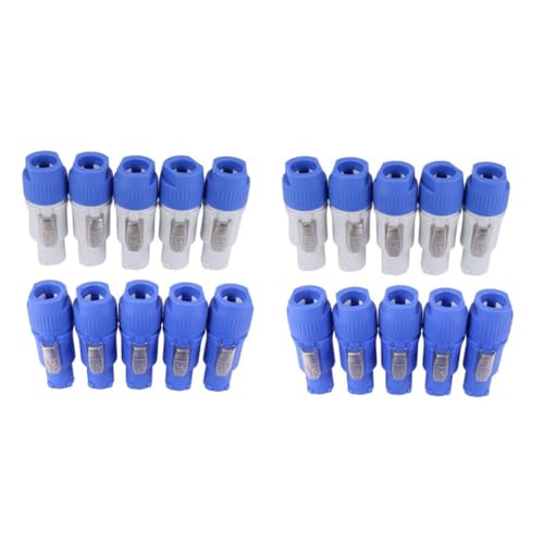 TKOWTB 20PCS 3 Pin Male Powercon Connector NAC3FCB Speakon Plug 20A 250V AC Power Plug Connector Blue and Grey White