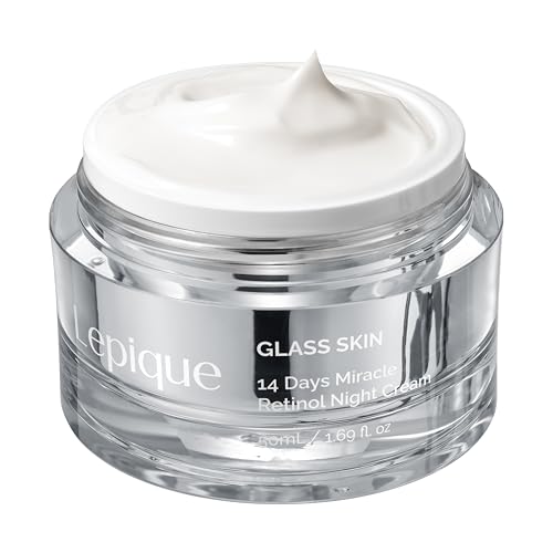 Lepique GLASS SKIN 14Days Miracle Retinol Night Cream 1.69oz - Korean Skincare Retinol Serum for Face and Neck - Collagen, Centella - Anti aging Skin Cream, Moisturizer Face Cream