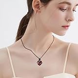 AXOMY Black Rose Necklace 925 Sterling Silver Red Heart Pendant Gothic Jewelry for Women