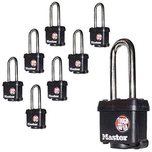 Master Lock (8) Keyed Alike Padlocks w/Thermoplastic Coating and 2"(51mm) Tall Shackle - Model # 311KALH-8