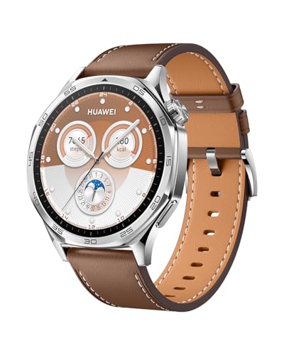 HUAWEI Watch GT 5 46mm Smartwatch, up to 14 Days Battery Life, All New Running and Cycling Sports Smart Watch, Sharp Edged Design, Health Tracking, Compatible with iOS and Android, Brown.