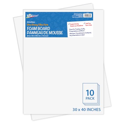 Royal Brites Premium White Foam Board 30” x 40” - 10 Pack - Sturdy & Lightweight 3/16" Thick Board for Art, Work Presentations, & School Projects