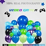 yeewaka Video game balloon garland arch kit 140pcs purple blue green black balloons with Diy starburst controller mylar balloon for gamer night Birthday party decorations