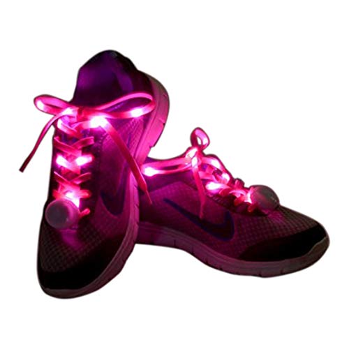 Flammi LED Nylon Shoelaces Light Up Glow in The Dark for Party Dancing Skating (Pink)