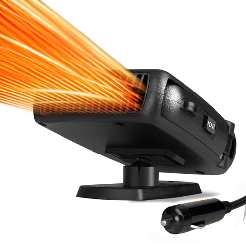 LMFEB 12V/150W Car Heate,Handle 2-in-1 Portable Fast Heating Car Heater for Vehicle with Heating/Ambient Wind Fan, Plug into Cigarette Lighter 360 Degree Rotation Defroster Defogger for Car Windshield