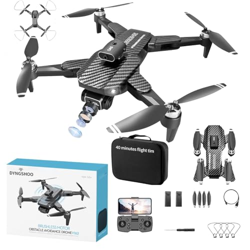 1080P HD FPV Foldable Drones with Brushless Motors, Wi-Fi RC Quadcopters featuring Height Adjustment, Six-axis Gyroscope, Gesture-controlled Photography, Video Recording, Headless Mode, Emergency Stop, Trajectory Flight, Gravity Sensing, and Automatic Photography, designed for Beginners and Kids (Flight Time: 40 minutes)