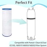 Future Way CC150 Pool Filter Cartridge Replacement for Pentair Clean & Clear 150, Replace Pleatco PAP150, Pentair R173216, Unicel C-9415, 150 sq.ft