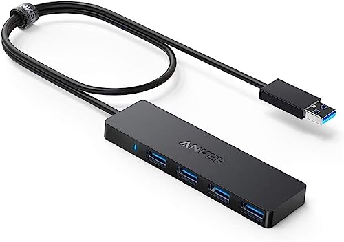 Anker USB Hub 4-Port USB 3.0 Hub,USB Splitter with 5Gbps Data Transfer, Ultra-Slim Data USB Hub [Charging Not Supported], USB Extender for MacBook, iMac, Surface, Mobile HDD, and More (USB-A, 2 ft)