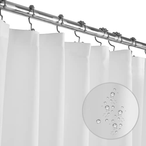 LiBa Fabric Bathroom Shower Curtain, 72" W x 84" H White Heavy Duty Waterproof Shower Curtain Liner