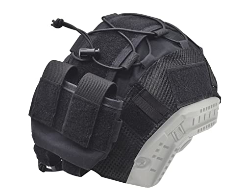 Tactical Fast Helmet Cover and Battery Pouch Counterweight Pouch Fit Size M/L Fast PJ BJ MH Helmet (Black)