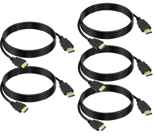 HDMI Cable 6 FT 5-Pack, 4K HDMI TV Cable 6FT, Shielded HDMI 2.0 CL3 Rated Cord for Smart Monitor with Streaming TV, 4K, 1080P@144Hz,ARC & CL3 Rated | for Laptop, Monitor, PS5, PS4, Xbox, Soundbar