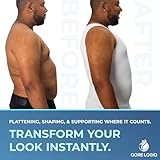 QORE LOGIQ Gynecomastia Compression Shirts for Men - Sleeveless Slimming Undershirts Tummy Control and Body Shaper Tank Top White XL