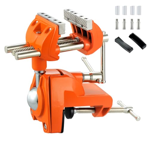 MAXMAN Clamp Bench Vise with Post Universal, Woodworking Vise, 360° Heavy Duty Cast Steel, Table Clamp Vise with Swivel Base for Workbench DIY Projects, Handcraft Creations