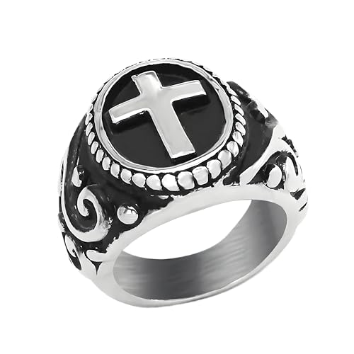 Vintage Christian Cross Men's Ring Punk Stamp Stainless Steel Jesus Ring Religious Believers Jewelry Gift Dropshipping Store - Ni21 (11)