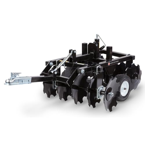 DR ATV Disc Harrow - Pull Behind Garden Cultivator - Soil Tiller Attachment for ATVs, UTVs and Garden Tractors - Adjustable Hitch and Tire Height - 33 Inches Wide