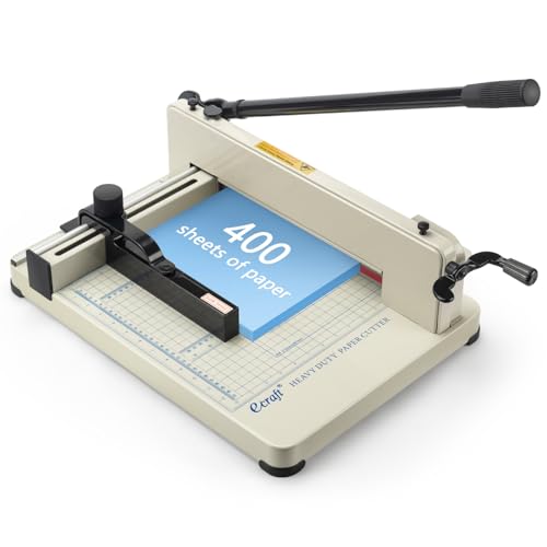 Ecraft Heavy Duty 12" Guillotine Paper Cutter - 400 Sheet Capacity,Solid Steel with HSS Blade,Industrial Commercial Trimmer for Office,School,Print Shop,Safety Lock & Clear Grids