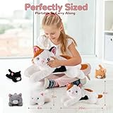 gnomantic 5 Pieces Cat Stuffed Animals with Babies Inside Belly - 1 Mommy Stuffed Cat with 4 Kittens - Stuffed Kitty Cat Plush Toys for Kids Age 3-8, Gifts Ideal for Christmas, Valentine's, Birthday