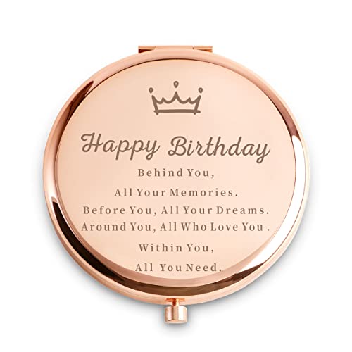Birthday Gifts for Women Girls, Sweet Female Birthday Presents, Personalized Engraved Compact Mirror Gift Ideas for Her Sister Friend Wife Niece Daughter Daughter Aunt Mom Grandma Nana
