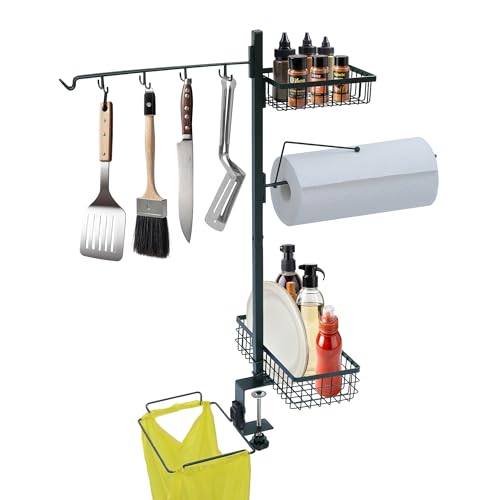 5-in-1 Griddle Caddy for Blackstone - Grill Organizer with Paper Towel Holder for Camping Outdoor Kitchen Cooking Tools & Accessories Storage, Fathers Day Grilling BBQ Smoker Accessories Gifts for Men