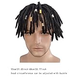 Dempiire Human Hair Braided Wig For Black Man Short Braids Wig Men Dirty Braid Dreadlock Wig Hair Blend Wig Men Piece Mens Wig Human Hair