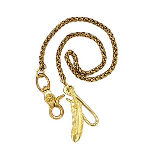 DSHOM Retro Rustic Heavey Solid Brass Keychain Wallet Chain Hook For Men