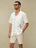 Hardaddy Men's Hawaiian Shirt Short Sleeves Coconut Printed Button Down Summer Beach Casual Shirts White XL