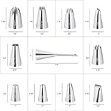 Kasmoire 11 Pcs Extra Large Piping Tip Set,Stainless Steel Cake Decorating Icing Tips Nozzles,Professional Pastry Tips for Cupcake, Cookie and Puff