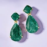 Ross-Simons 19.20 ct. t.w. Emerald Drop Earrings in 18kt Gold Over Sterling