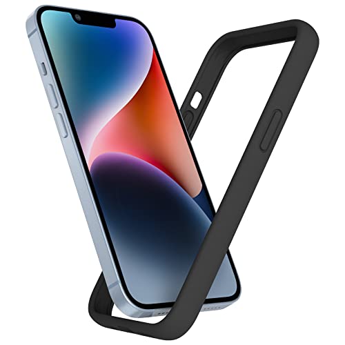 K TOMOTO Compatible iPhone 14 Bumper Case (6.1 Inch), Liquid Silicone Protective Frame [Raised Edge & Drop Protection] Silky and Soft Touch, Black