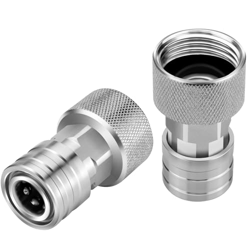 2PACK Garden Hose to Pressure Washer Adapter, 3/4” GHT to 1/4”Stainless Steel Quick Connect Fitting for Car Wash, Power Washer Attachment, Water Hose Nozzle Converter (2 Pack Adapters)