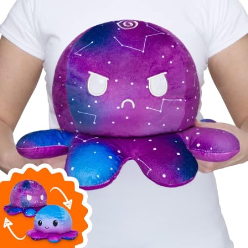 TeeTurtle - Original Reversible Big Octopus Plushie - Galaxy - Huggable and Soft Sensory Fidget Toy Stuffed Animals That Show Your Mood - Gift for Kids and Adults!