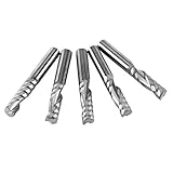 End Mill Bits 5Pcs 6mm Shank Single Flute End Mills Drill Bit Tool Tungsten Carbide CNC Router Milling Bits for Wood Aluminum Steel PCB PVC Circuit Boards Acrylic Carbon Fiber