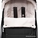 BABYZEN YOYO Footmuff, Black - Sherpa Lining & Fleece Hood with Drawstring to Keep Baby Warm - Includes Carrying Bag - Machine Washable