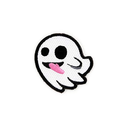 Winks For Days Flying Ghost with Stuck-Out Tongue Embroidered Iron-On Patch