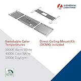 Lithonia Lighting 2x4 LED Flat Panel Light, Ceiling Lighting Fixture, 4000 Lumens, 3500K to 5000K Switchable CCT, Includes Direct Ceiling Mount Bracket, White