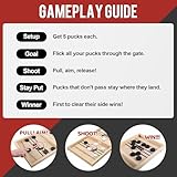 Extra Large Wooden Fast Sling Puck Game – Super Sling Hockey Table for Family Game Night & Parties | Foosball Winner String Puck Game with 20 Pucks & Storage Bag | Premium Wood Construction