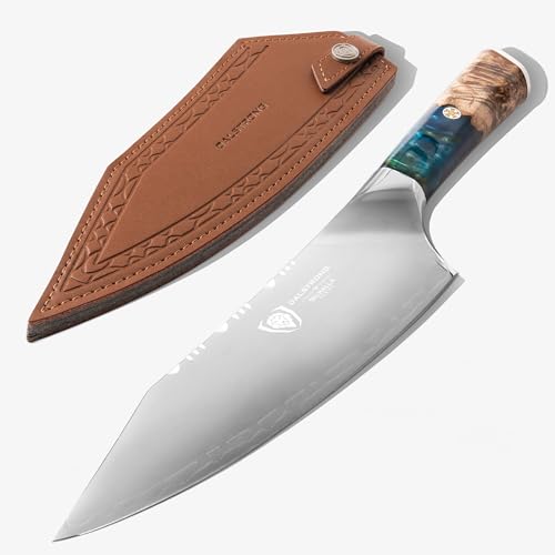 Dalstrong Chef Knife - 8 inch - Valhalla Series - Premium 9CR18MOV HC Steel - Celestial Resin & Wood Handle - Razor Sharp - Kitchen Cooking Chef's Knife - Leather Sheath