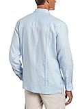 Cubavera Men's Regular 100% Linen Four-Pocket Long Sleeve Button Down Guayabera Shirt (Size Small-5X Big & Tall), Cashmere Blue, Medium