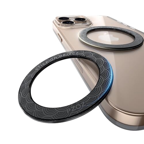 PZOZ A/B Dual-Sided (1 Set) Magnetic Ring Sticker for MagSafe iPhone 16 Holder Phone Case Suction Cup Wireless Charger Car Mount Bathroom Kitchen, for iPhone 15 14 13 12 Pro Max, Samsung (Black)