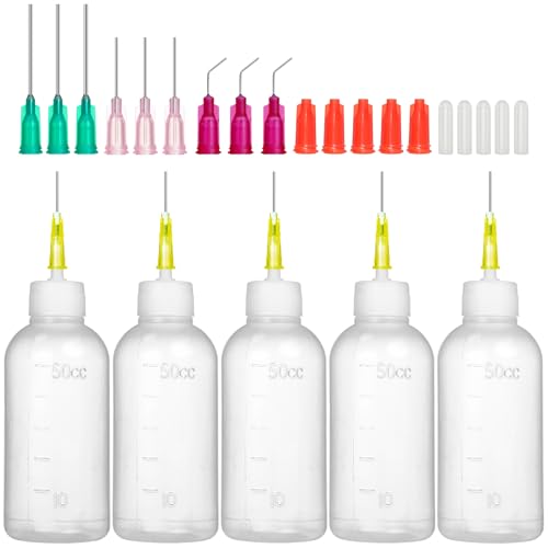 50ml Glue Bottles, Precision Tip Applicator Bottle, 18G 20G 25G Needle Tip Squeeze Bottle, with Blunt Needle and Cap